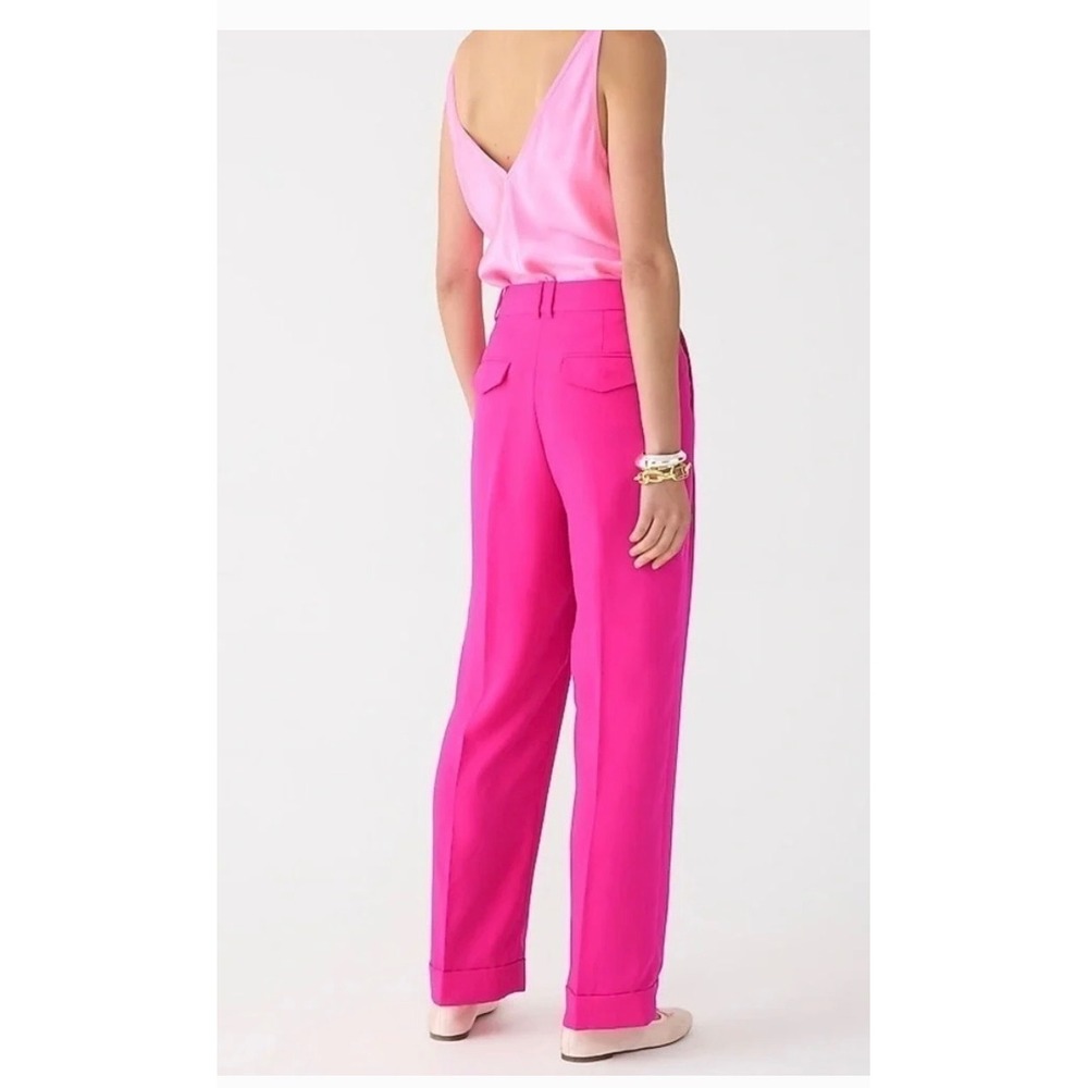 J Crew Wide leg essential pants in city crepe Size 6 hot pink BS581 - Picture 3 of 11